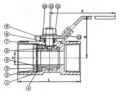Q11F一片式球閥結構尺寸 Q11F一片式球閥結構尺寸